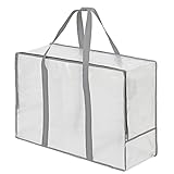 アストロ 収納ケース クリア XLサイズ 収納バッグ 持ち手付き 収納袋 しっかり丈夫 持ち運びしやすい 大容量 羽毛布団収納 布団袋 中身が見える 肩掛けできる 引っ越しバッグ お昼寝バッグ ランドリーバッグ 折りたたみ 112-10