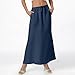 Wabkderpu Line Skirts for Women Boho Summer A-Line Maxi Skirt High Waist Casual Long Skirts Flowy Swing Vacation Beach Skirt Navy
