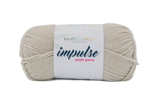 Image of WOAFashions Impulse Hand Knitting & Crochet Yarn, Premium Acrylic, 4 : Medium (Pearl Beige) (2x100gms / 3.5oz / 200mtr / 218yds)