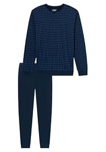 Uncover by Schiesser Langer Herren Pyjama (DE/NL/SE/PL, Numerisch, 50, Regular, Regular, Nachtblau)