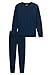 Uncover by Schiesser Langer Herren Pyjama (DE/NL/SE/PL, Numerisch, 50, Regular, Regular, Nachtblau)