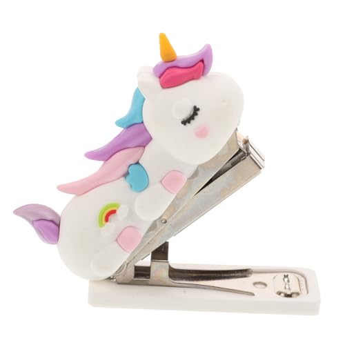 NULYLU Grapadora Pequeña de Mano Unicornio Decorativa para Estudiantes Accesorio de Papelería para Oficina y Hogar Regalo Práctico para Niñas y Escolares