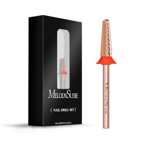 MelodySusie Cone Shape Nail Drill Bits 3/32 Carbide Tungsten Bits Suitable for Manicure Pedicure Cuticle Gel Polishing Beginners Bits Rose Gold Series Bit-S Fine