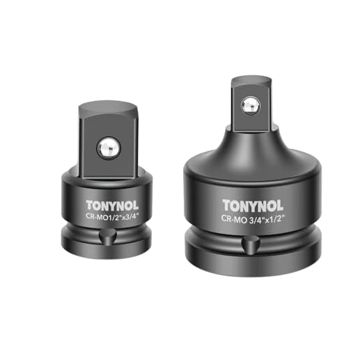 TONYNOL Impact Socket Adapter and Reducer Set,2pc,3/4"to 1/2" & 1/2"to 3/4" Drive Socket Adapter Set, Cr-Mo Steel,Enhances Impact Driver Conversions, For Auto and Construction Use.