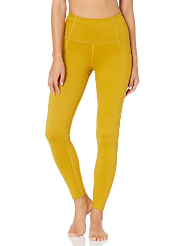 Amazon Brand - Core 10 Women's All Day Comfort High Waist Yoga Legging with Side Pockets-27, Honey, Medium