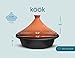 KooK Moroccan Tagine, Enameled Cast Iron Cooking Pot, Tajine with Ceramic Cone-Shaped Closed Lid, 3.3 QT, (Terracotta)
