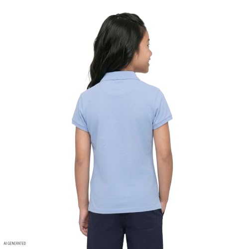 Image of IZOD Girls' School Uniform Short Sleeve Polo Shirt, Button Closure, Comfortable & Soft Interlock Fabric