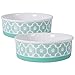 DII Bone Dry Lattice Ceramic Pet Bowl for Food & Water with Non-Skid Silicone Rim for Dogs and Cats (Large - 7.5" Dia x 4"H) Aqua - Set of 2