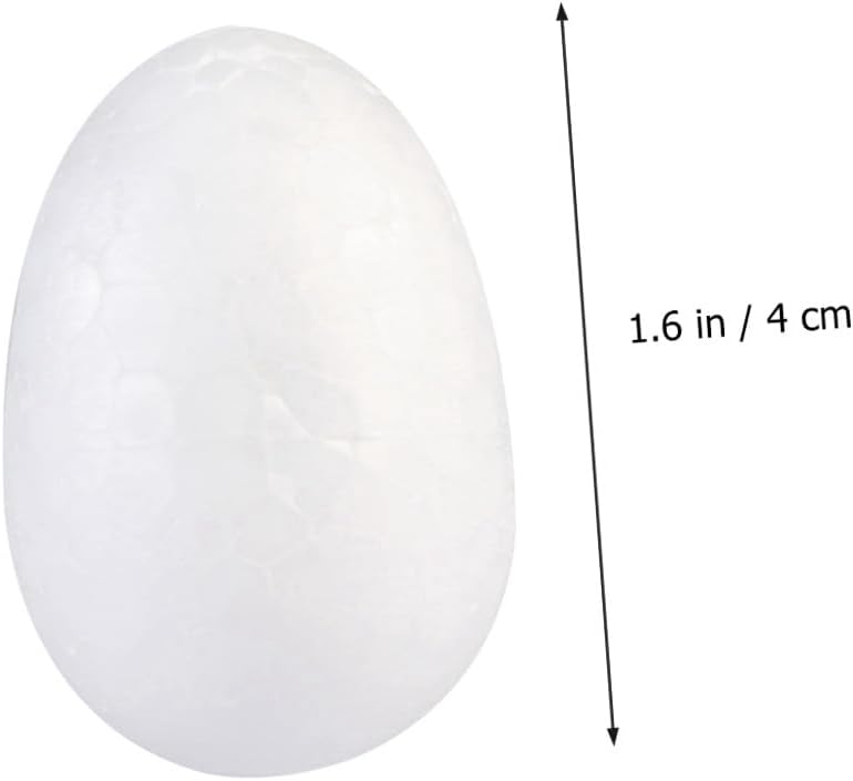Angoily Easter Eggs 50PCS Painted White Foam Eggs 1.57in DIY Fake Craft Kid Shape Foam DIY Ornament Sized Small Polystyrene Decorator Paintable Painting Kit Your Decorate White