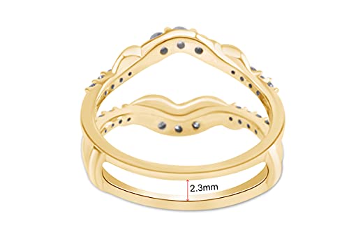 Affy 1/3 Ct. Round Chevron Ring Guard Enhancer With Cubic Zirconia In 14K Yellow Gold Over Sterling Silver 0.33 Carat Ring Size-8 #TOP4