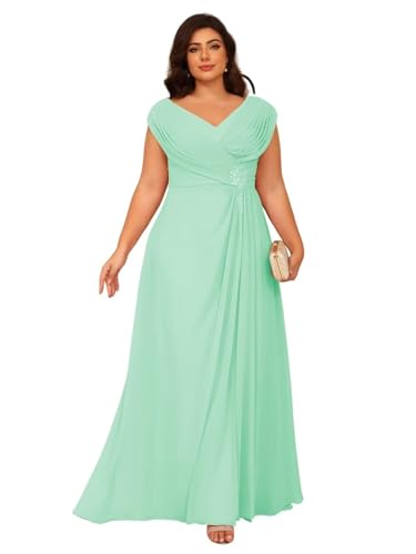 Image of Clothfun Simple V Neck Mother of The Bride Dresses Lace Appliques Chiffon Sleeveless Mother of The Groom Dress CYN014