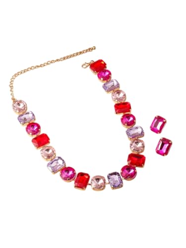 Collar chapado en oro 18k DMZ-2797, un regalo inolvidable con cristales multicolor