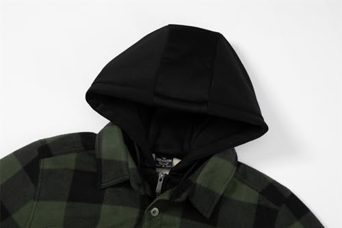 Image of Gary Com Heavy Thick Flannel Plaid Jacket Sherpa Fleece Lined Hoodies for Men Zip Up Winter Warm Coat Zipper Sweatshirt