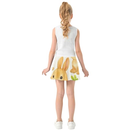 Toddlers Tennis Skirts Cute Rabbits Carrots White Athletic Shorts for Girls Skorts Outfit Cheer Skirt 4t4
