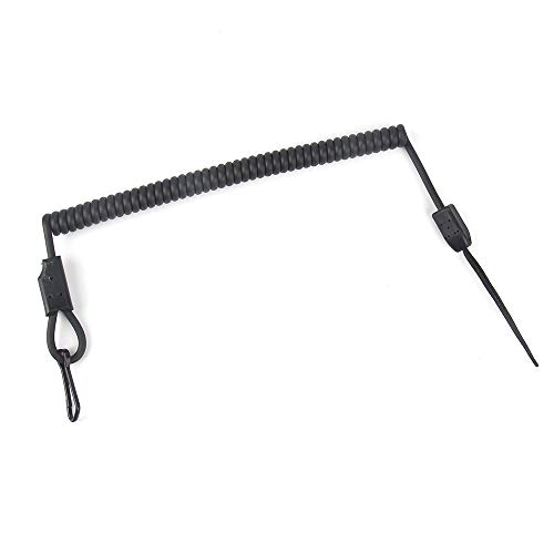 OLEADER Molle Tactical Pistol Lanyard, Coiled Style Elastic Secure Spring Lanyard Sling Keychain,Khaki