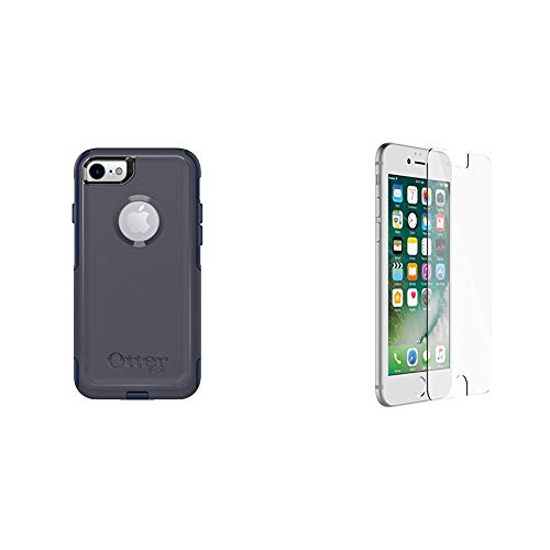 OtterBox COMMUTER SERIES Case for iPhone 8 & iPhone 7 - Retail Packaging - INDIGO WAY (MARITIME BLUE/ADMIRAL BLUE) & OtterBox ALPHA GLASS SERIES Screen Protector for iPhone 6/6s/7/8 - CLEAR