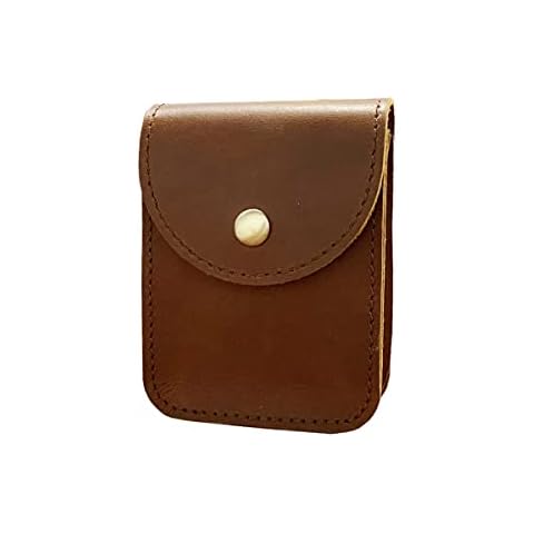 aolaso Playing Card Case, Cowhide Leather Single Deck Card Box/Holder Leather Cigarette Case for Men Mini Waist bag Valentines Day Men Gift (Gift Box) Cover