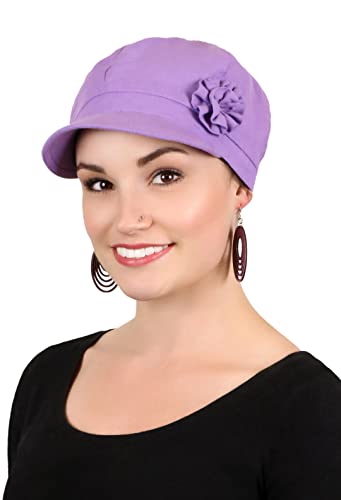 Image of Newsboy Cap Summer Hats for Women Cotton Cancer Headwear Chemo Hair Loss Head Coverings Brighton