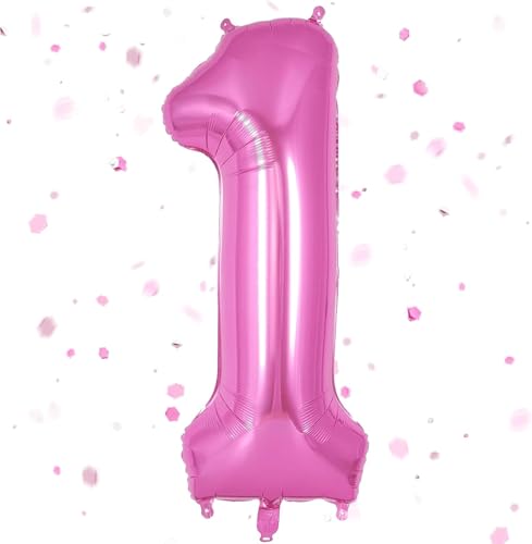 Pink Number Balloons, Large Hot pink Number 1 Balloon 40 Inch Pink 1 Balloon for Men Women Boys Girls 1st Birthday Party Decoration