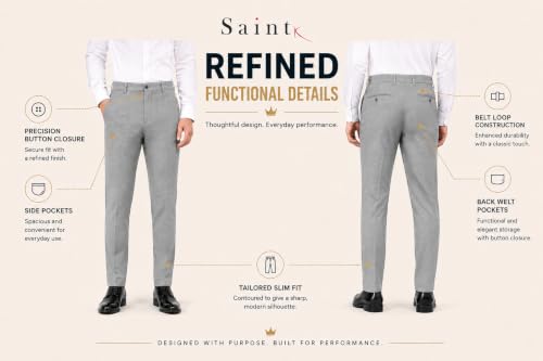 Image of SaintX Men's 4-Way Stretchable, Wrinkle Resistant, All-Day Comfort Trousers | 2 inch Expandable Waistband | Lightweight & Flexible Everyday Wear | EasyMove Office & Casual Wear (Style 37)