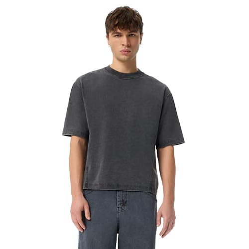Cross-eyed Moose Men's Racer Ergonomic Suede Short Sleeve Tee Shirt with Crop Fit Standard, Pirate Black