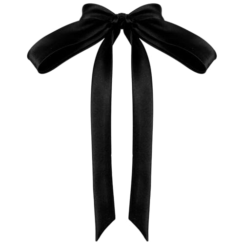 Abeillo Schwarz Damen Krawatte, Satin Bluse Damen zum Selbstbinden, Damen Fliege für Frauen und Mädchen, Selbst zu Bindende Fliege, Accessoire für Uniform, Schule, Hochzeit, Cosplay Party (Schwarz)