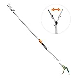 GARTOL Cut & Hold Telescopic Pole Pruner, 3.67-5.45 ft Extendable Long Reach Tree Branch Cutter, Fruit Picker with Rotating Blade Head, and Comfortable Lightweight Aluminium Handle, Cuts up to 2 inch