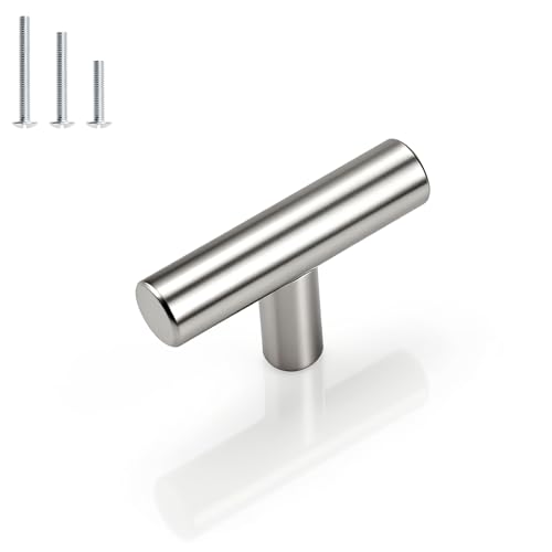 Gobrico 5 Pack Single Hole Cabinet Knobs, Brushed Nickel Kitchen Cabinet Handles, Satin Nickel Stainless Steel Drawer Knob, Overall Length 2