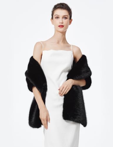 Women Faux fur Shawl Wrap for Wedding Shrug Bridal Stole Bridesmaids Cape Winter Cover Up4