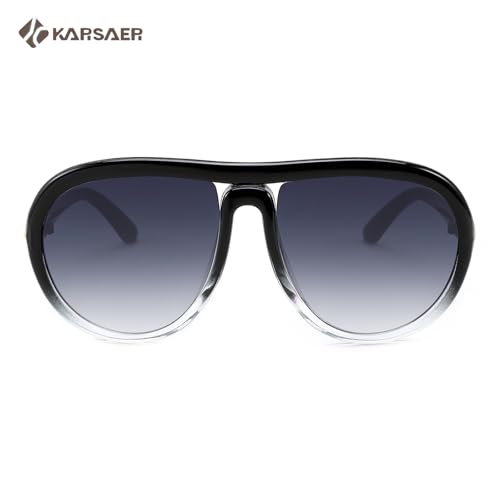 Image of Karsaer Oversized Vintage Aviator Sunglasses for Men Women?Big Retro Round Aviator Sunglasses K7132