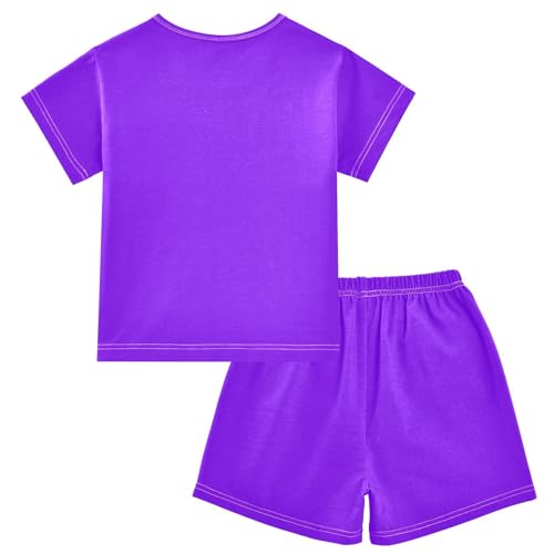 CHIFIGNO Teal Blue Soft Short SleevePajamas, Pajamas Shorts Sets with Pocket 5-14Y2
