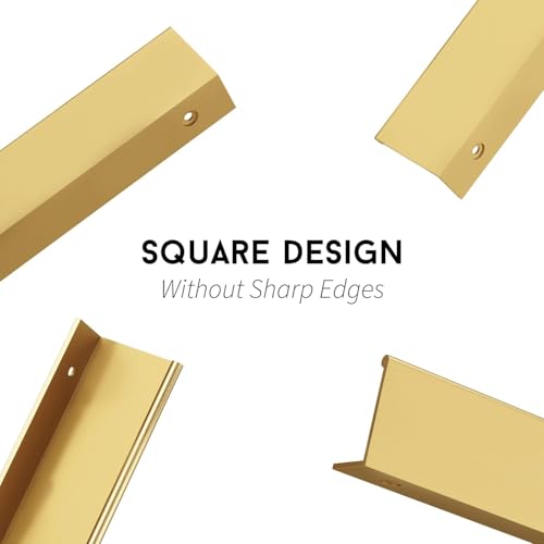 Image of Goldenwarm 50 Pack 6-1 /4 in Gold Finger Edge Pulls Drawer Finger Pulls Champagne Gold Kitchen Hardware Handles Bedroom Dresser Drawers