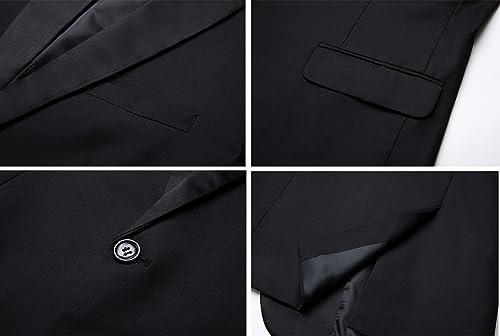 Thwei Mens Tuxedo Jacket One Button Blazer Dress Suit For Wedding Dinner Party Black L #TOP4