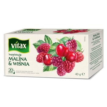 Vitax Inspiracje Tea Raspberry & Cherry, 20 Sachets, Low Calories, Fruit and Herbal Tea