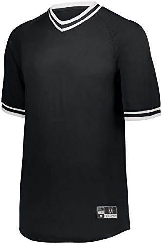 Holloway Retro V-Neck Men's Baseball Jersey, Black | White, Large #TOP4