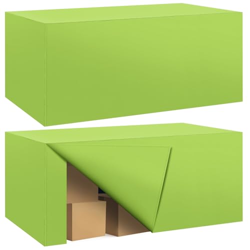 Ascoza 2 Pack Fitted Tablecloth for 8 Foot Rectangle 96 x 30 Inch Apple Green Table Covers Water Resistant Polyester Cloth for Folding, Parties,Display, Trade Show (Apple Green)