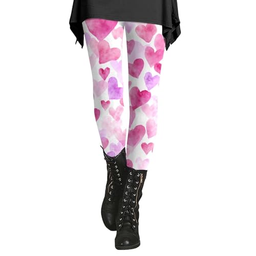 szvbofueck Medias para mujer con estampado – Mallas deportivas para día de San Valentín, cintura alta, tallas grandes, pantalones elásticos, corazones, pantalones de fitness, estéticos, yoga