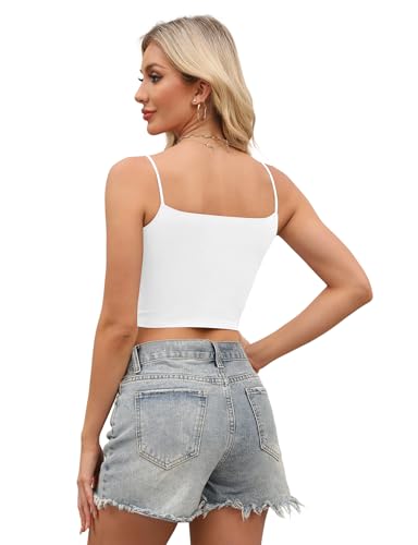 Buauty 4 Packs Crop Tops Spaghetti Strap Tank Tops for Women, Basic cami Crop Tank top Double Lined Camisole Tops3