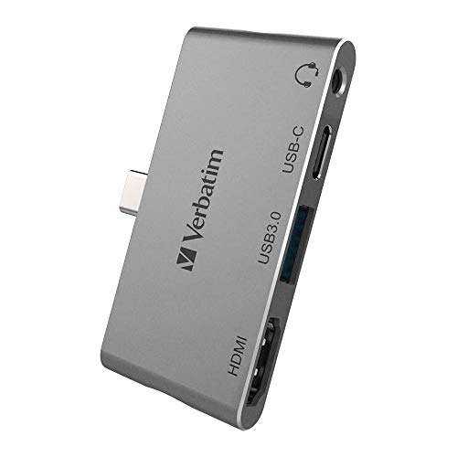 Image of Verbatim 4in1 Type C Hub /Dock Station Adapter (USB 3.0) with HDMI, USB 3.0 Port, Type-C PD Port and 3.5mm Audio Port (Multiport Type C Hub)