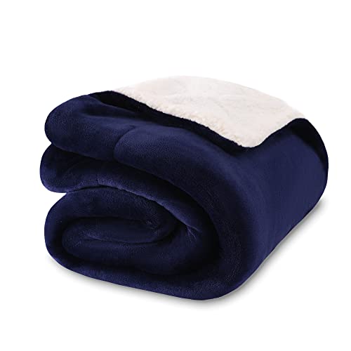 Image of NANPIPER Baby Sherpa Blanket,Warm Toddler Throw Blanket,Soft Newborn Fleece Blanket for Winter (Navy Blue,30x40 inches)