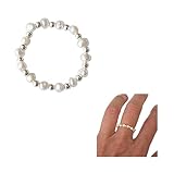 925 Sterling Silver Pearls and Silver Balls Stretched Ring Size 7 for women - Small Dainty Ring | Handmade by MiYa Jewelry creations