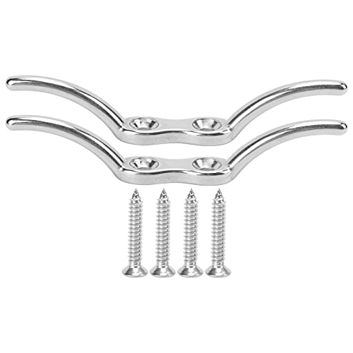 equlup 2pcs 6in Cleat Stainless Steel Flagpole Cleat Hook Flag Boat Flagpole Cleat Hook Boat Rope Cleats Hook Dock Cleat with Mounting Screws