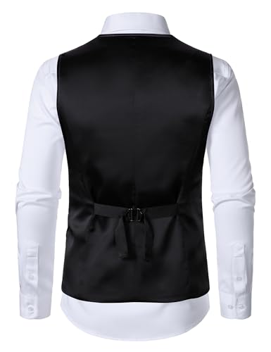 ZEROYAA Men's Sequin Vest Slim Fit 70s Shiny Waistcoat Bowtie Set Disco Prom Party Tuxedo3