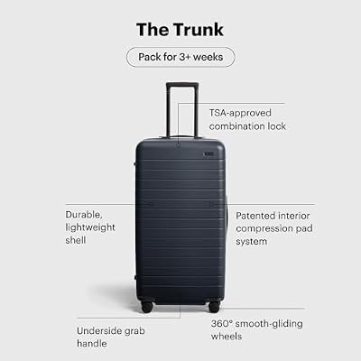 Away Large Trunk Luggage, 31 Inch Hardside Suitcase with Spinner Wheels, Lightweight & Durable, TSA Lock, Ideal for Long Trips, Navy Blue
