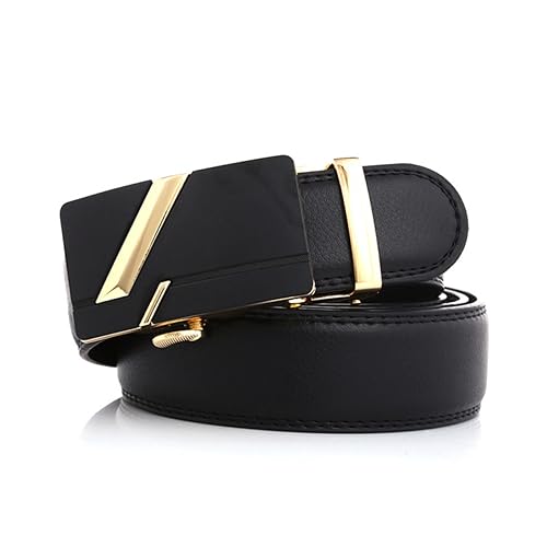 Men's Belt Automatic Buckle Leather Ratchet for Jeans Imitation Leather Adjustable2