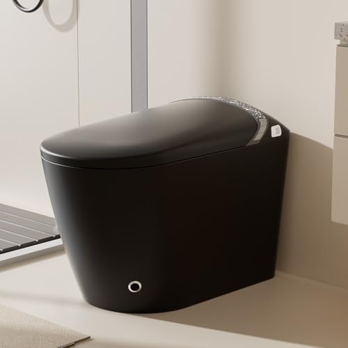 Inodoro inteligente SouNor negro con bidé, asiento térmico, secador de agua, moderno sin tanque, una pieza, automático, ADA alargado miniatura 1