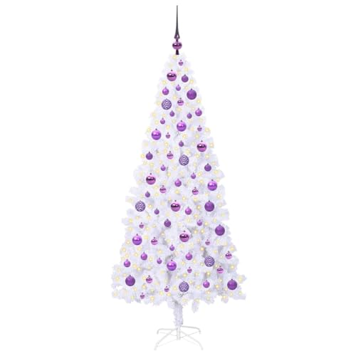 Árbol de Navidad artificial 180 cm con 300 luces LED violetas de decoración 3