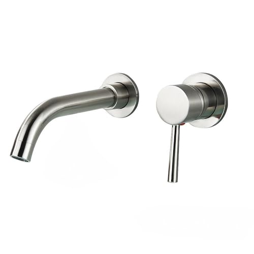 Robinet de lavabo mural noir nickel 26cm avec bec rotatif mitigeur chic