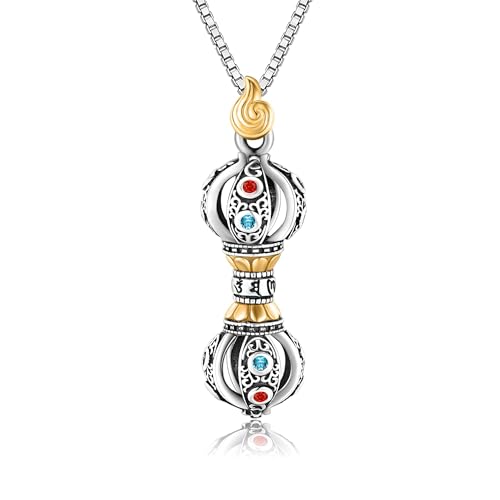 Pendentif Vajra en argent sterling 925 amulette bouddhiste artisanale