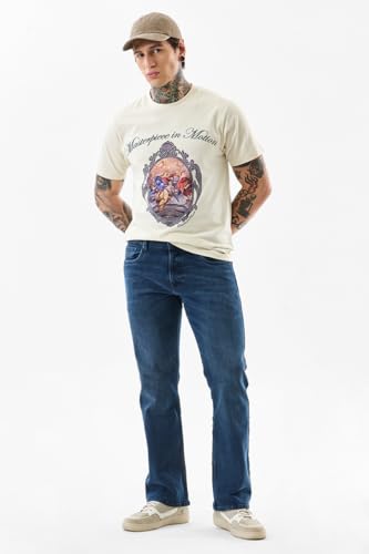 Image of SNITCH Men's Slim Fit T-Shirt | Renaissance-Inspired Artwork Print | 100% Cotton Crew Neck | Casual Wear | Premium Comfort & Style